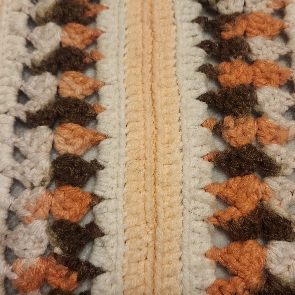Handmade Crochet Blanket with Earth Tones